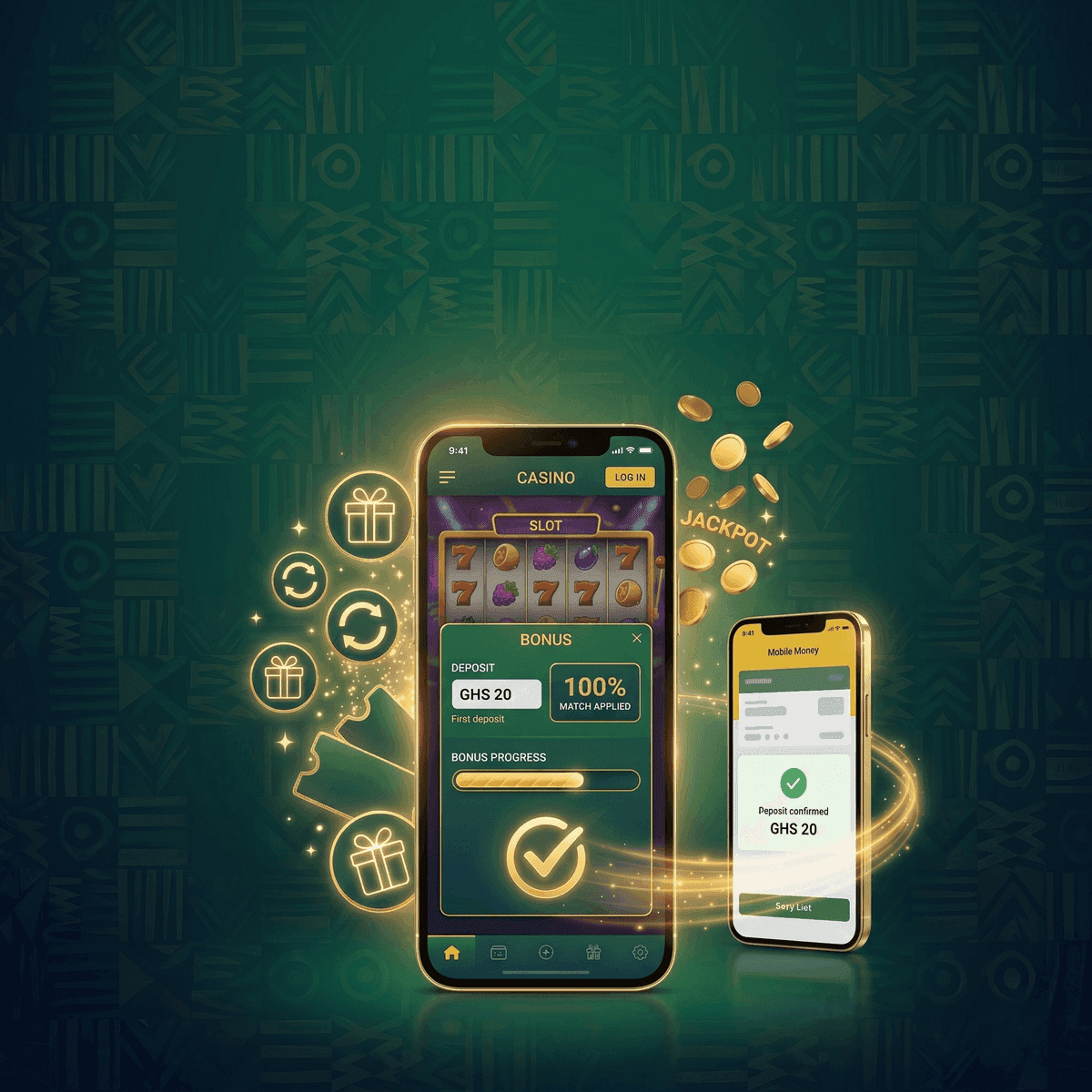 Free spins mobile casino Ghana smartphone daily bonus