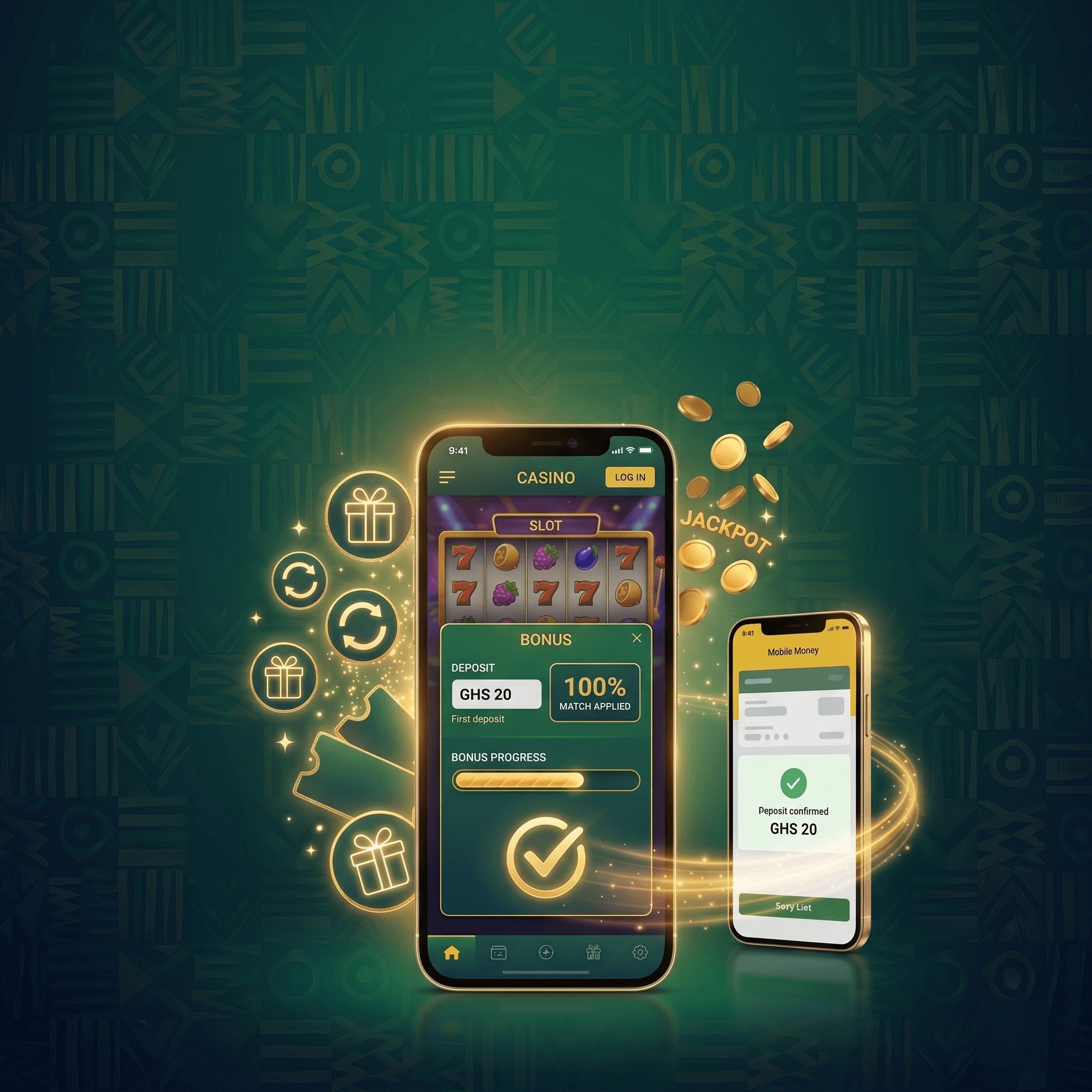 Free spins mobile casino Ghana smartphone daily bonus