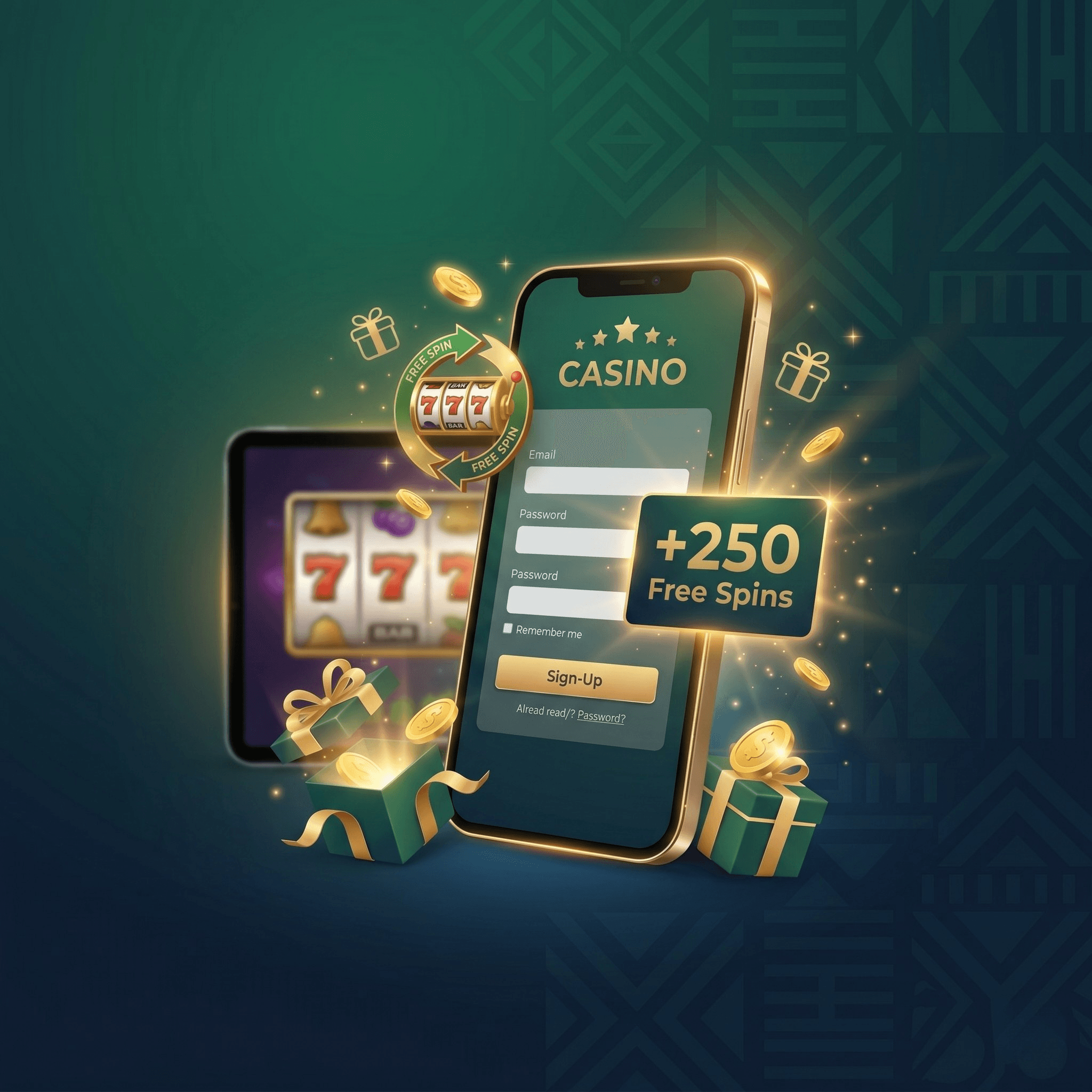 Sign up bonus mobile casino Ghana smartphone free registration